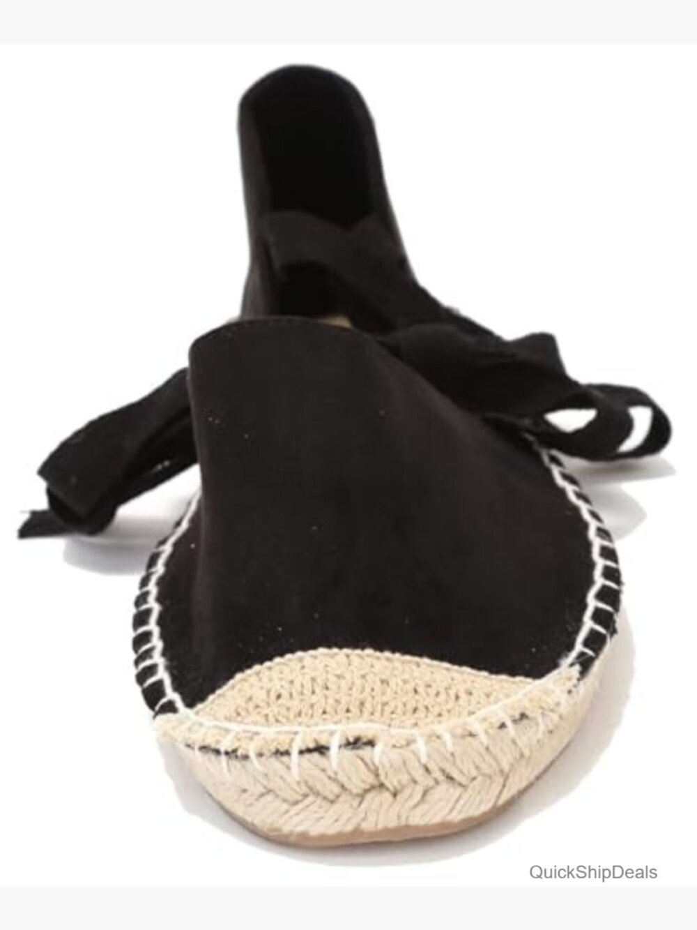 Faux Suede Cap-Toe Lace-Up Ankle Strap Espadrille Flat Sandals - Picture 2 of 7